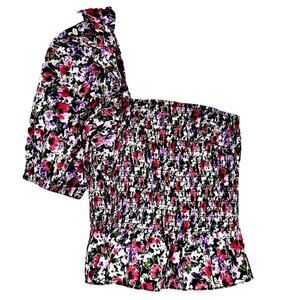 DO + BE - Floral One-Shoulder Smocked Top – Multi - S